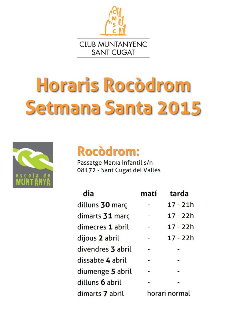 Horaris Setmana Santa